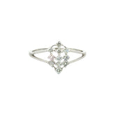 18k White Gold and Diamond Fancy Ring in size 6.5 and total gold weight of 1.72g